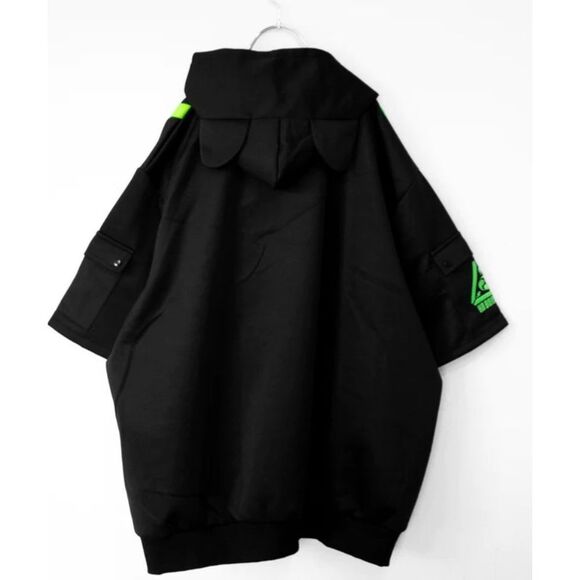 Cyberpunk black and toxic green zip up hoodie - unisex - Picture 2 of 5